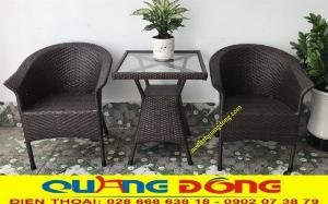 Bàn ghế giả mây cafe QD-074