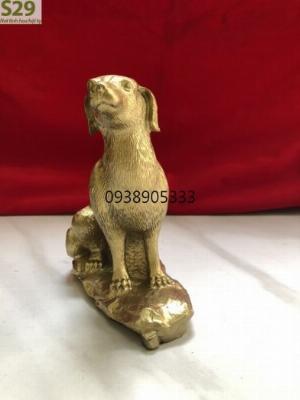 Tượng Chó Đá Bằng Đồng,Vật Phẩm Phong Thủy cao 15cm
