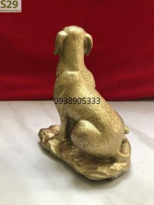 Tượng Chó Đá Bằng Đồng,Vật Phẩm Phong Thủy cao 15cm
