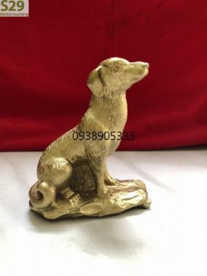 Tượng Chó Đá Bằng Đồng,Vật Phẩm Phong Thủy cao 8cm