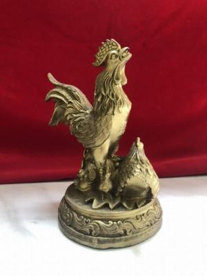 Tượng Gia Đình Gà Bằng Đồng Vật Phẩm Phong Thủy, Cao 21cm