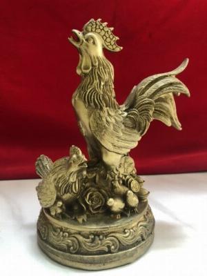 Tượng Gia Đình Gà Bằng Đồng Vật Phẩm Phong Thủy, Cao 21cm