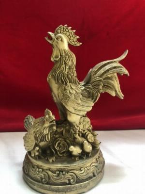 Tượng Gia Đình Gà Bằng Đồng Vật Phẩm Phong Thủy, Cao 21cm