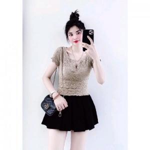 Áo Kiểu Nữ Chất Đũi Nhăn Ôm Dáng Mix quần Jean Chân Váy Đi Chơi Cực Xinh_Nhiều Màu