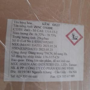 Oxit kẽm đài loan ZnO 76-78% phụ gia thức ăn chăn nuôi