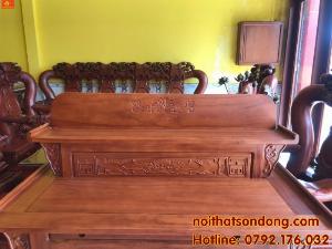 Tủ thờ chạm nhị cấp chạm hoa sen siêu bền, đẹp