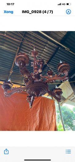 Đèn chùm bằng gỗ Cẩm Lai trang trí phòng khách quý khách
