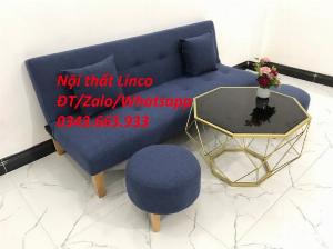 Bộ ghế sofa nhỏ gọn cho phòng ngủ phòng khách giá rẻ mềm màu xanh dương