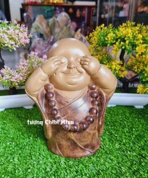 Bộ 03 tượng Tam Không chú tiểu mập sơn giả gỗ sang trọng