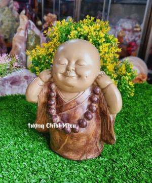 Bộ 03 tượng Tam Không chú tiểu mập sơn giả gỗ sang trọng