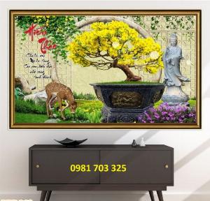 Gạch tranh hoa mai, tranh tài lộc trang trí tường