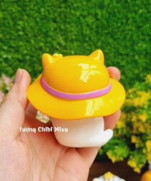 Tượng mô hình chú Mèo trắng tắm nắng cực đáng yêu