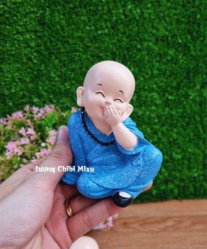 Bộ 04 chú tiểu Tứ Không áo màu xanh dương size 10cm