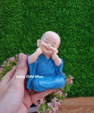 Bộ 04 chú tiểu Tứ Không áo màu xanh dương size 10cm