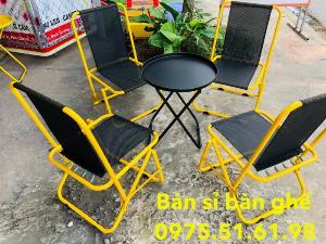 Bộ bàn ghế cafe, trà sữa ( 1 bàn + 4 ghế lưng cao 70cm ), sắt sơn tĩnh điện, lưng lưới kháng bụi, kháng nước