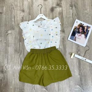 Bộ thêu hoa kèm quần lụa gấm