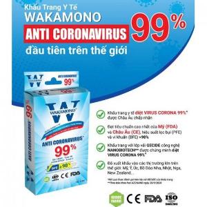 Bán Sỉ Thùng Khẩu Trang WAKAMONO ngăn & diệt virut COVID, Kháng Khuẩn Cực Tốt