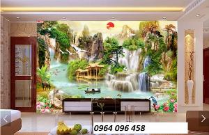 Gạch 3d tranh phong cảnh phòng khách - NBV4