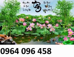 Gạch tranh ốp tường 3d cá chép hoa sen - NVC3