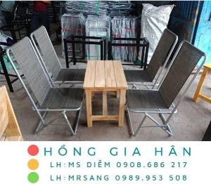 Bàn ghế cafe xếp gọn Hồng Gia Hân C114