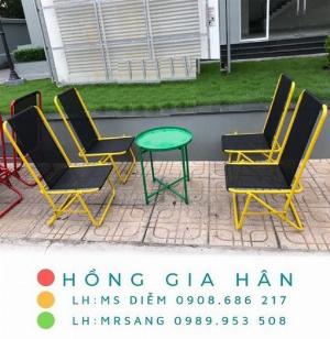 Bàn ghế cafe xếp gọn giá rẻ Hồng Gia Hân C122