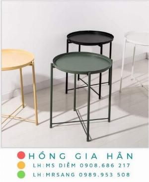 Bàn sắt tròn xếp gọn Hồng Gia Hân C108