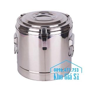Giá rẻ thùng/ nồi inox giữ nhiệt 2 lớp vận chuyển đồ ăn, vận chuyển nước lèo, nước phở tại Tân Bình