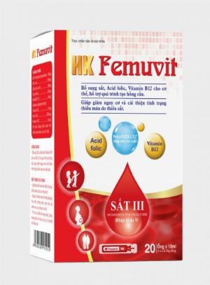 HK Femuvit Bổ sung sắt, Acid folic, Vitamin B12 cho cơ thể.