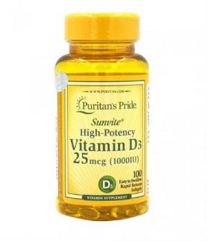 Bổ Sung VITAMIN D3 Sunvite Super Potency 20mcg ( Puritan's Pride Viên Uống Lọ 100 Viên )