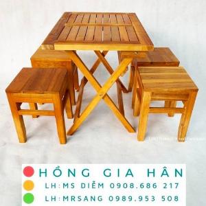 Bàn ghế cafe bằng gỗ Hồng Gia Hân C116
