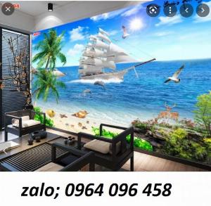 Tranh phong thủy thuyền buồm - tranh gạch 3d ốp tường - SBV4