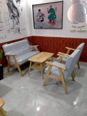 Thanh lý Bộ sofa cafe khung gỗ mặt nệm