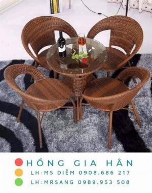 Bàn ghế mây nhựa Hồng Gia Hân M021