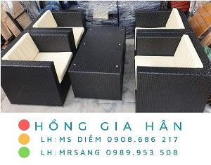 Bàn ghế nhựa giả mây Hồng Gia Hân M034