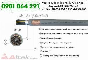 Cáp điều khiển chống nhiễu 25 lõi 25x0.5, 25x0.75, 25x1.0,25x1.5mm2