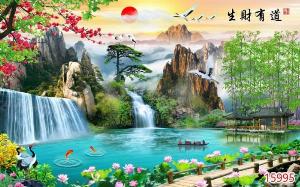 Tranh 3d phòng khách - tranh gạch 3d phòng khách - SKL65