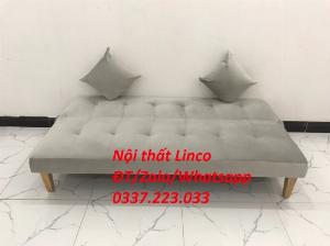 Bộ bàn ghế sofa giường phòng khách màu xám giá rẻ mềm ở Bến Lức Long An