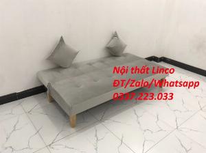 Bộ bàn ghế sofa giường phòng khách màu xám giá rẻ mềm ở Bến Lức Long An
