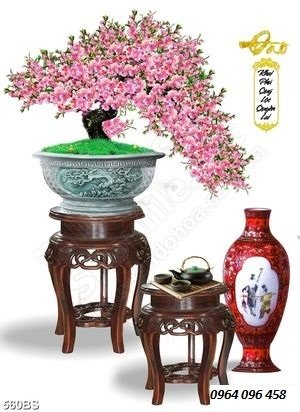 Tranh 3d hoa đào - tranh gạch 3d hoa đào - SCX32