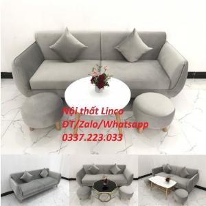 Bộ bàn ghế sofa băng phòng khách màu xám giá rẻ mềm ở Nhơn Trạch Đồng Nai