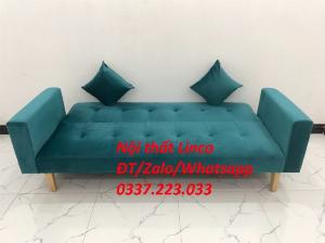 Bộ bàn ghế sofa giường phòng khách màu xanh cổ vịt giá rẻ mềm ở Đức Hoà Long An