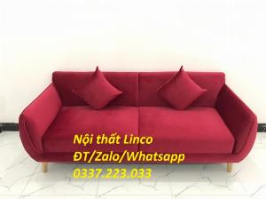 Bộ bàn ghế sofa băng phòng khách màu đỏ giá rẻ mềm ở Đức Hòa Long An