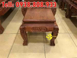 Bộ bàn ghế chạm đào đẹp gỗ hương đá tay 12 – BBG256