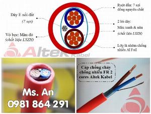 Dây cáp chống cháy 2 lõi 2x1.0/2x1.5/2x2.5mm2 + Al + E, tiêu chuẩn CE