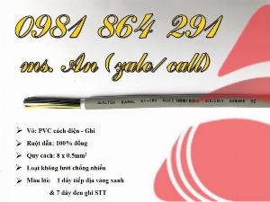 Cáp điều khiển 8 lõi: 8x0.5, 8x0.75, 8x1.0, 8x1.5mm2 0.6-1kV