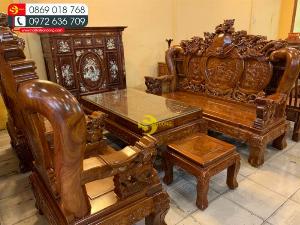 Giảm 15% Bộ bàn ghế rồng đỉnh 6 món tay 14