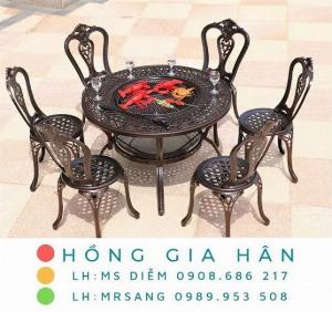 Bàn ghế nhôm đúc ngoài trời Hồng Gia Hân A137