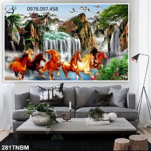 Tranh 3D - tranh gạch men bát mã