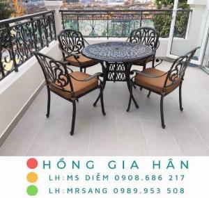 Bộ bàn ghế Nhôm đúc sân vườn bền đẹp Hồng Gia Hân A55