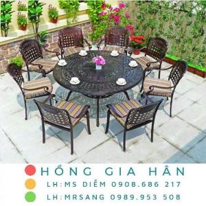 Bộ bàn ghế nhôm đúc nghệ thuật Hồng Gia Hân A65